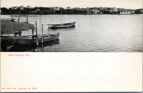Postcard Fort Pierce, Fla - boats at dock - EC Krop 2961