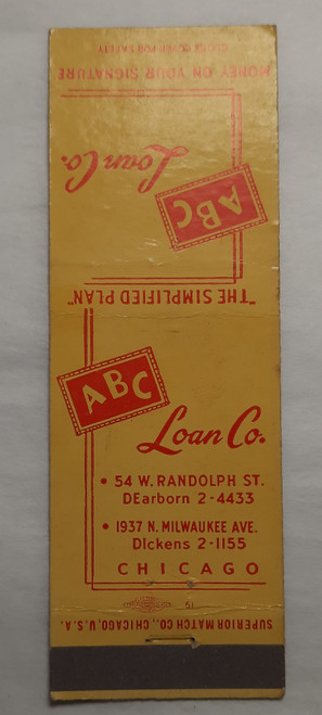 Matchbook Cover IL Chicago - ABC Loan Company