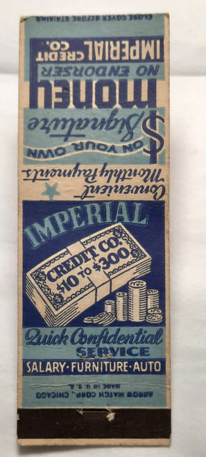 Matchbook Cover Financial IL Chicago Imperial Credit Company