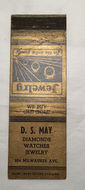 Matchbook Cover IL D.S. May Jewelry 804 Milwaukee Ave