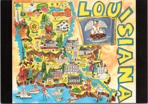 Postcard Louisiana map