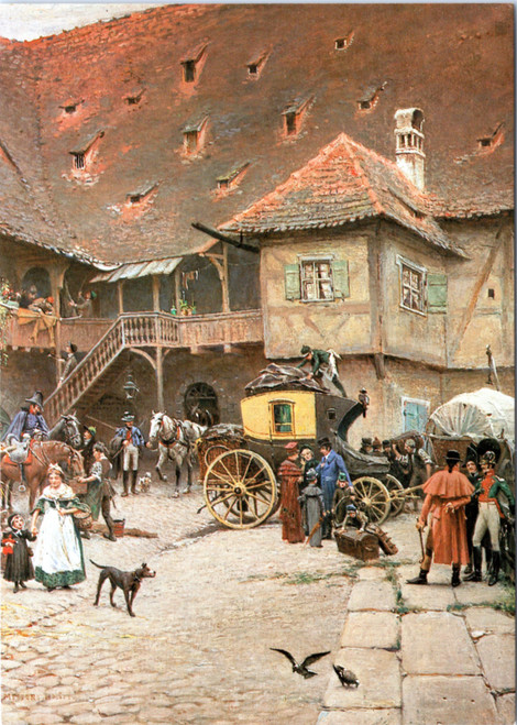 Mail coaches in 1850 Bamberg Germany