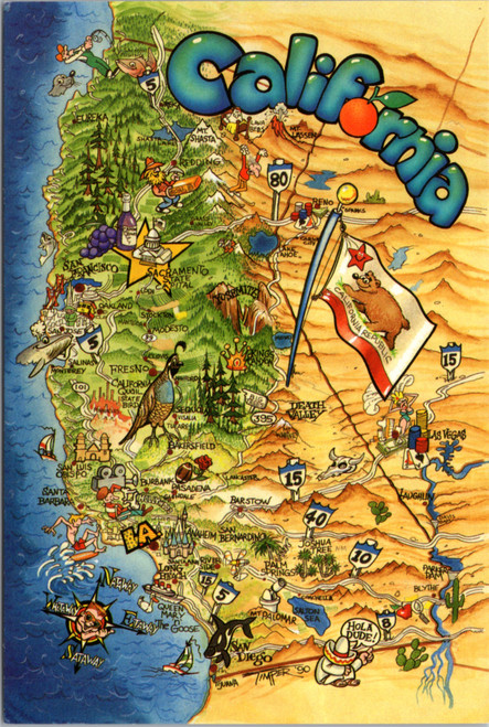 Postcard California map