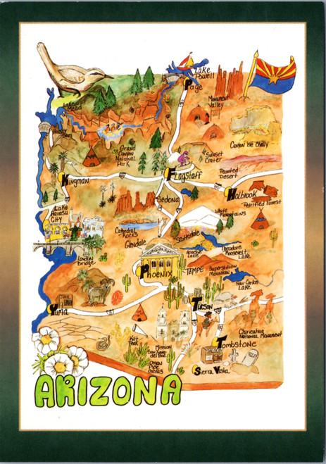 Arizona Map postcard