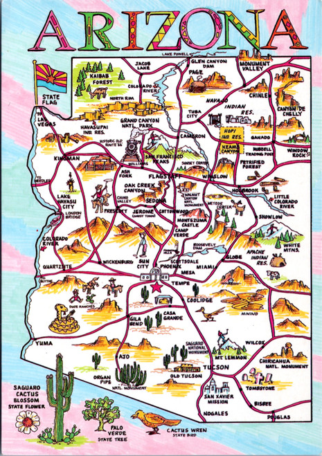 Arizona Map postcard