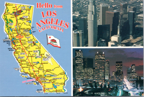 los angeles souvenir map postcard