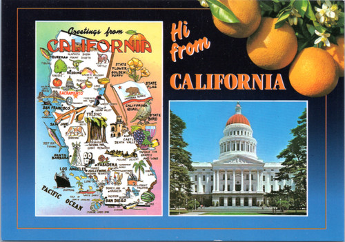 Postcard California map