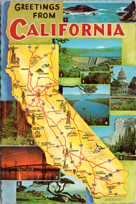 Postcard California map