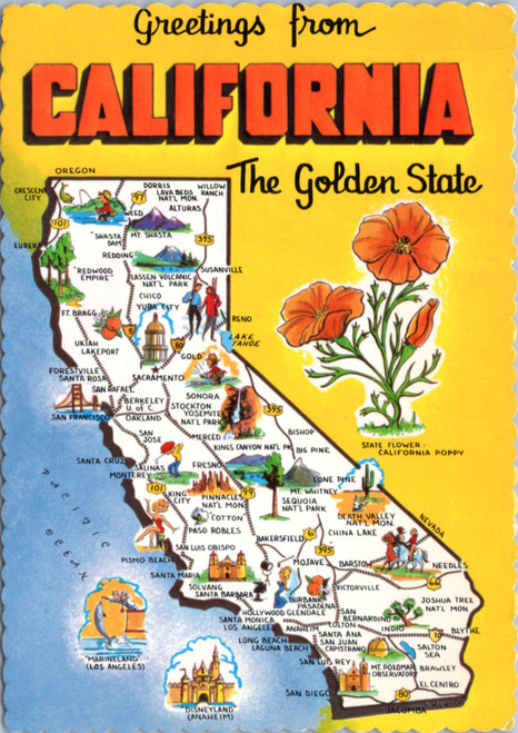 Postcard California map