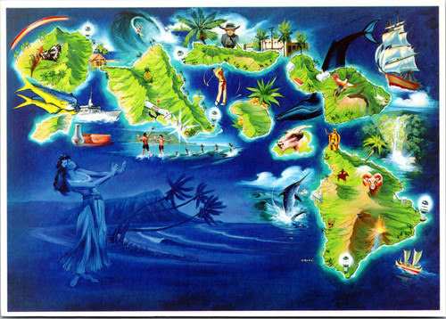 Postcard Hawaii map