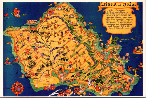 Postcard Hawaii map