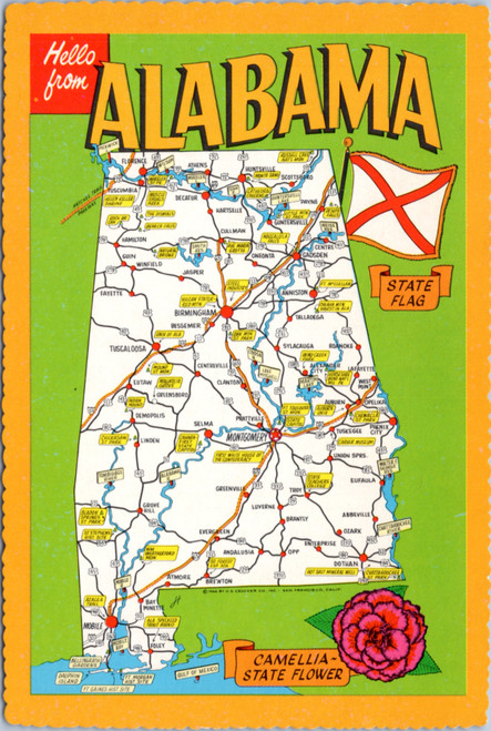 Postcard Alabama map