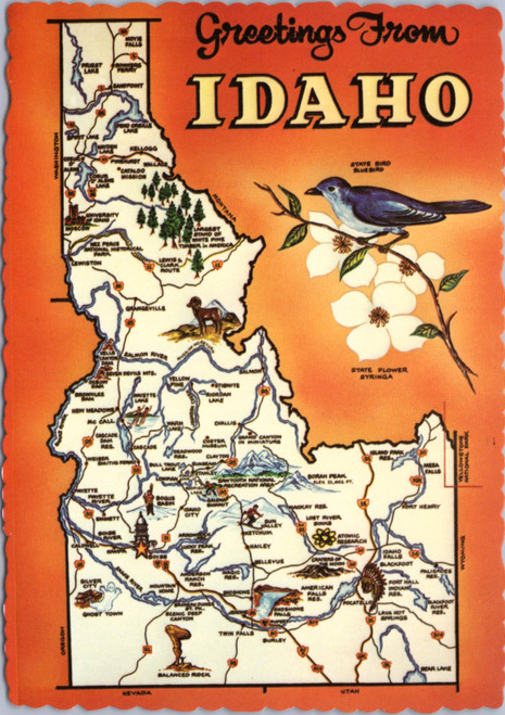 Postcard Idaho map