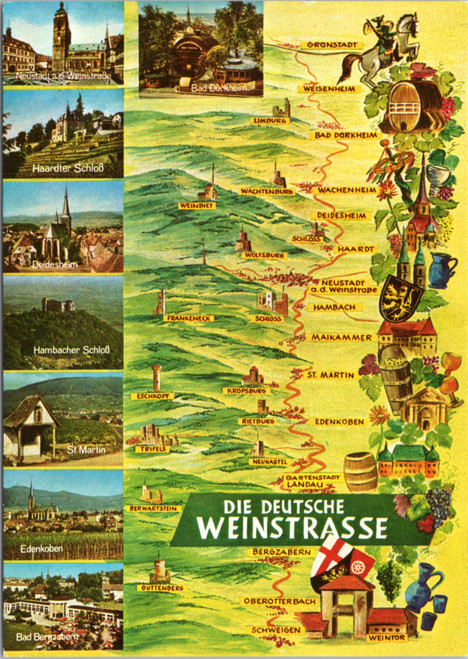 Postcard Germany Map -  The Wine Road