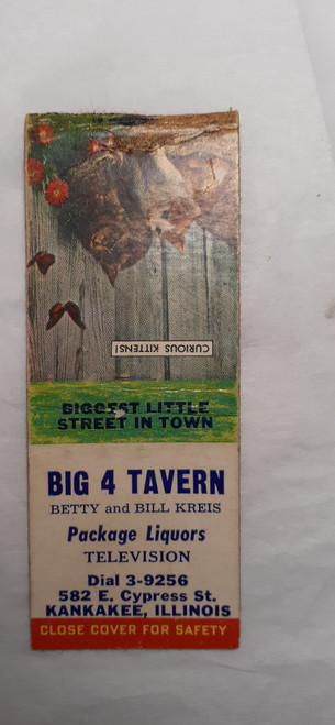 Matchbook bobtail IL Kankakee Big 4 Tavern Betty Bill Kreis