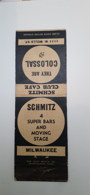 Matchbook Cover WI Milwaukee - Schmitz Club Café