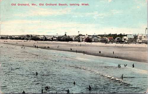 Postcard ME Old Orchard - Old Orchard Beach Looking West