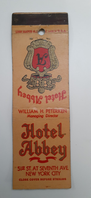 Matchbook Cover NYC Hotel Abbey