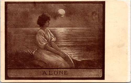 Alone - Woman at Sunset - American Post Card Sepia Gravure Series 169 N2521