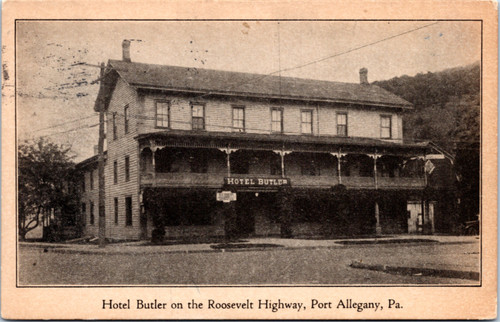 Postcard PA Port Allegany - Hotel Butler on the Roosevelt Highway