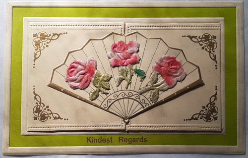 Kindest Regards - roses on fan fold out greeting