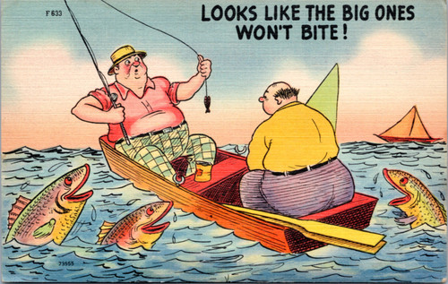 Fat men fishing - looks like the big ones won't bite