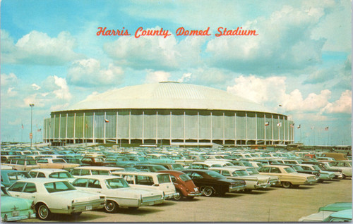 1960s Harris County Domed Stadium with cars