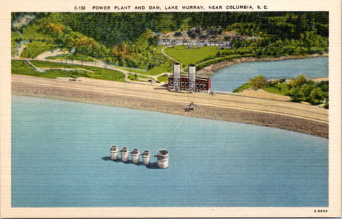 Postcard SC Columbia - Power Plant and Dam - Lake Murray