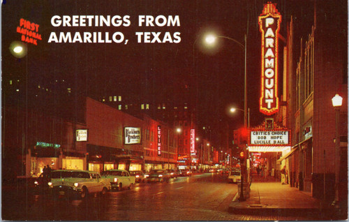 Postcard TX Amarillo - Polk Street night
