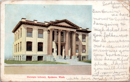 Poscard WA Spokane - Carnegie Library