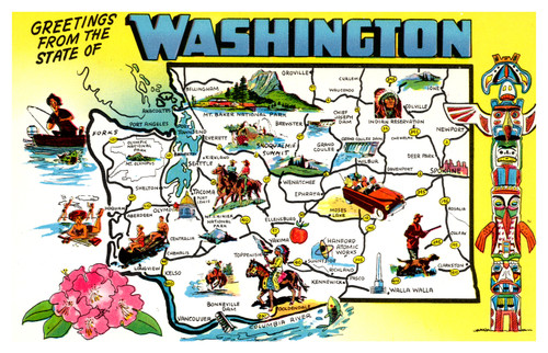 map postcard washington state