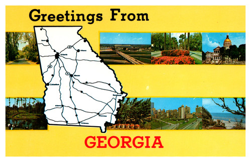 map postcard georgia state