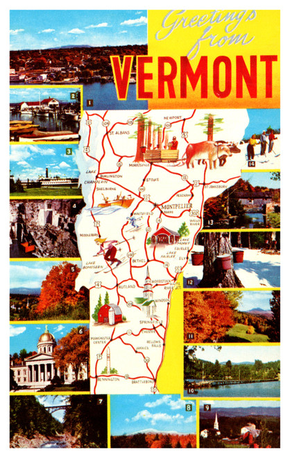 map postcard vermont