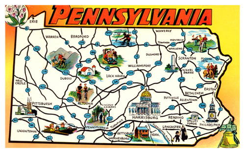 pennsylvania map postcard