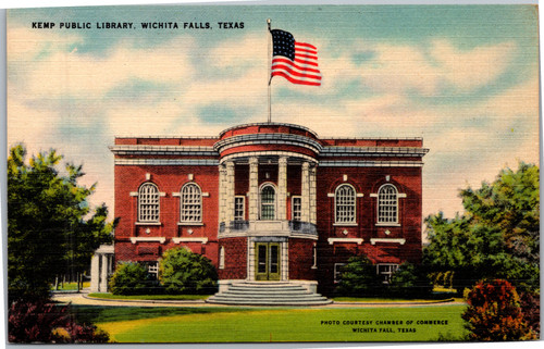 Postcard TX Wichita Falls Kemp Public Library