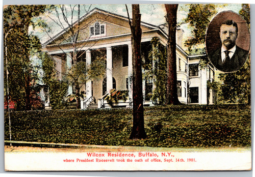 Postcard NY Buffalo Wilcox Residence where Roosevelt took oath of office