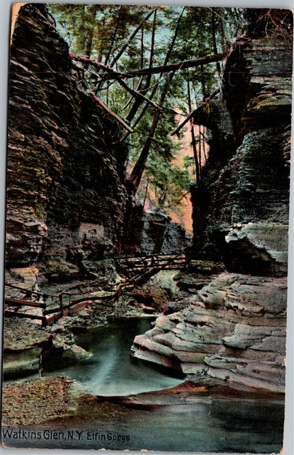 Postcard NY Watkins Glen - Elfin Gorge