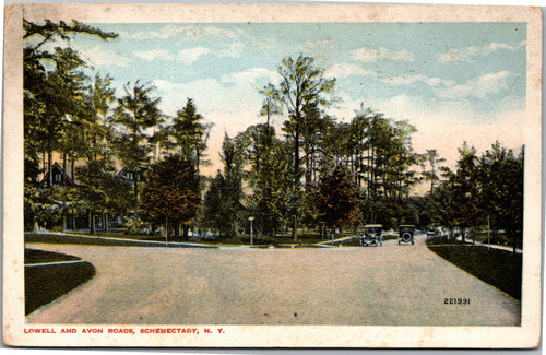 Postcard NY Schenectady Lowell and Avon Roads