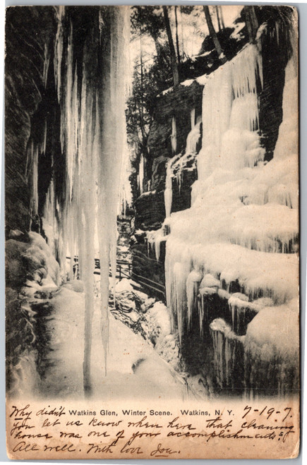 Postcard NY Watkins Glen - Winter Scene