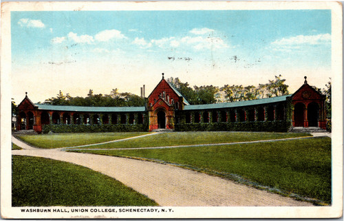 Postcard NY Schenectady Union College Washburn Hall