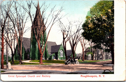 Postcard NY Poughkeepsie Christ Episcopal Church and Rectory