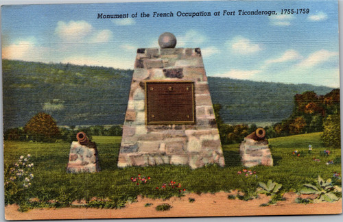 Postcard NY Fort Ticonderoga - Monument of the French Occupation