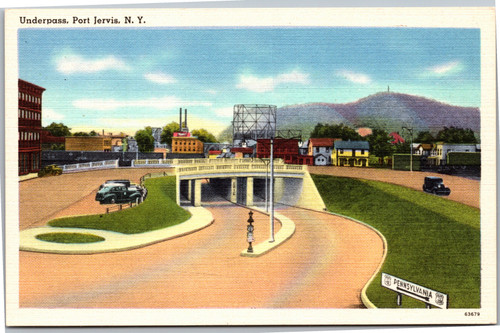Postcard NY Port Jervis Underpass
