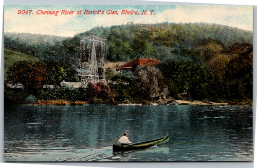 Chemung River at Rorick's Glen man in canoe