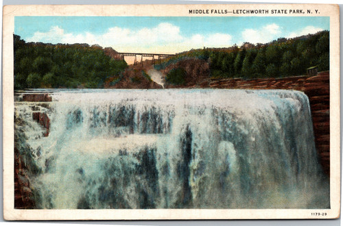 Postcard NY Letchworth State Park Middle Falls