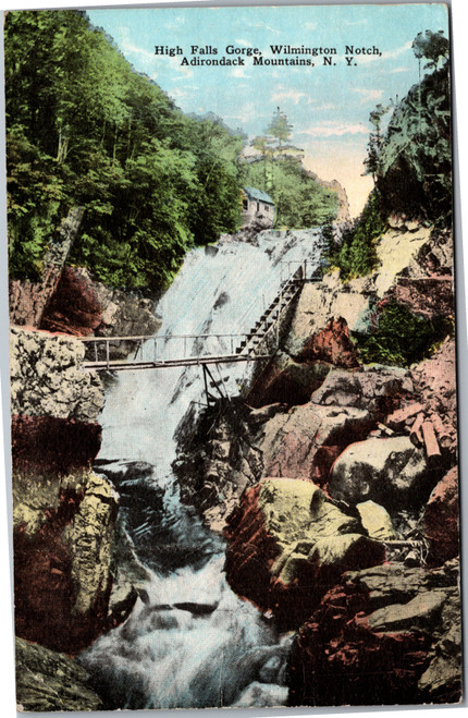 Postcard NY Adirondacks High Falls Gorge Wilmington Notch