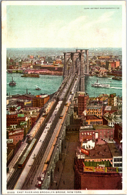 Postcard NY East River and Brooklyn Bridge