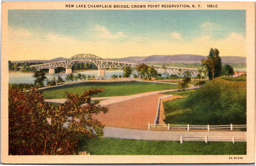 Postcard NY Crown Point New Lake Champlain Bridge