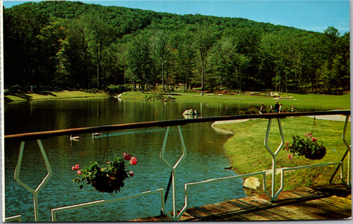 Postcard NY Tuxedo Sterling Forest Gardens view of Princess Lake