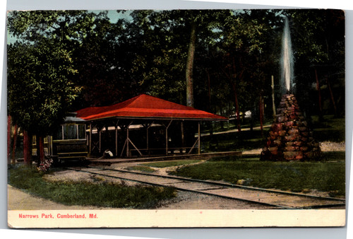 Postcard MD Cumberland  Narrows Park train